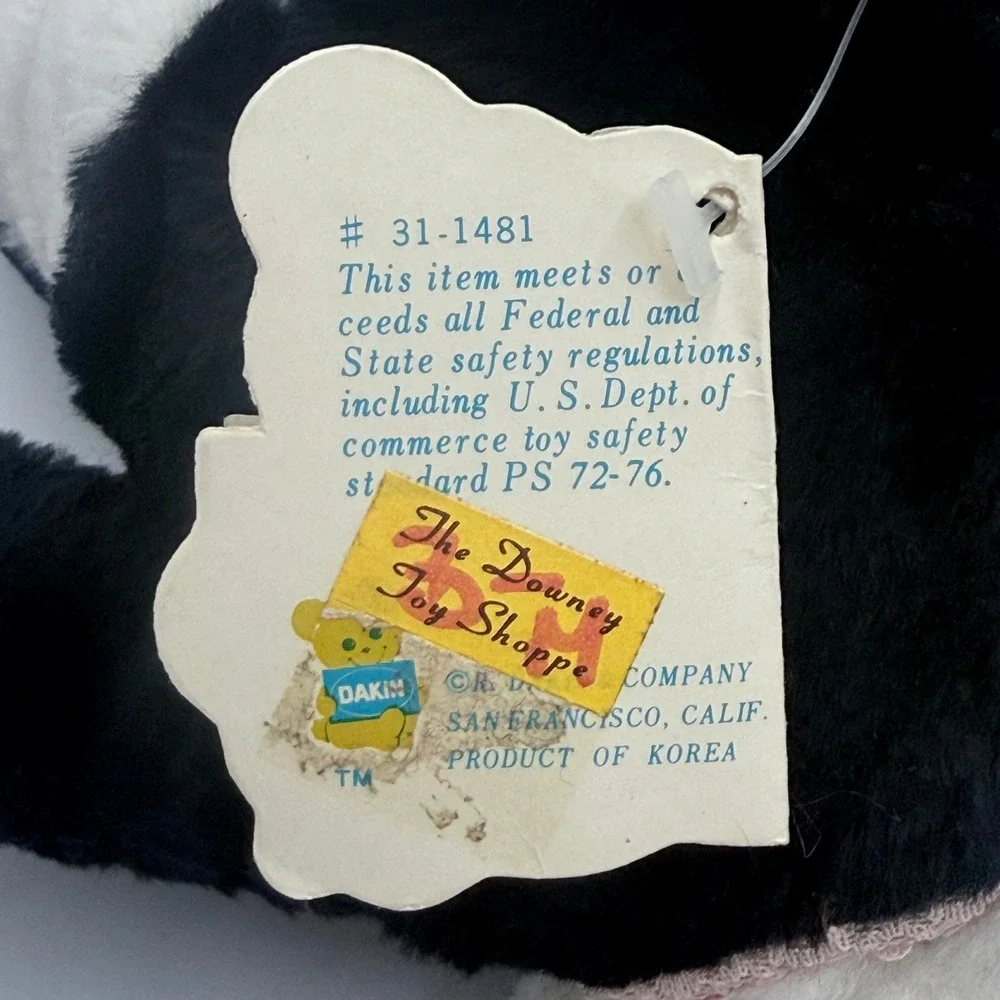VTG 1979 Dakin Nature Babies Peaches Panda Plush Pink Lace Bow Tags 10 in RARE